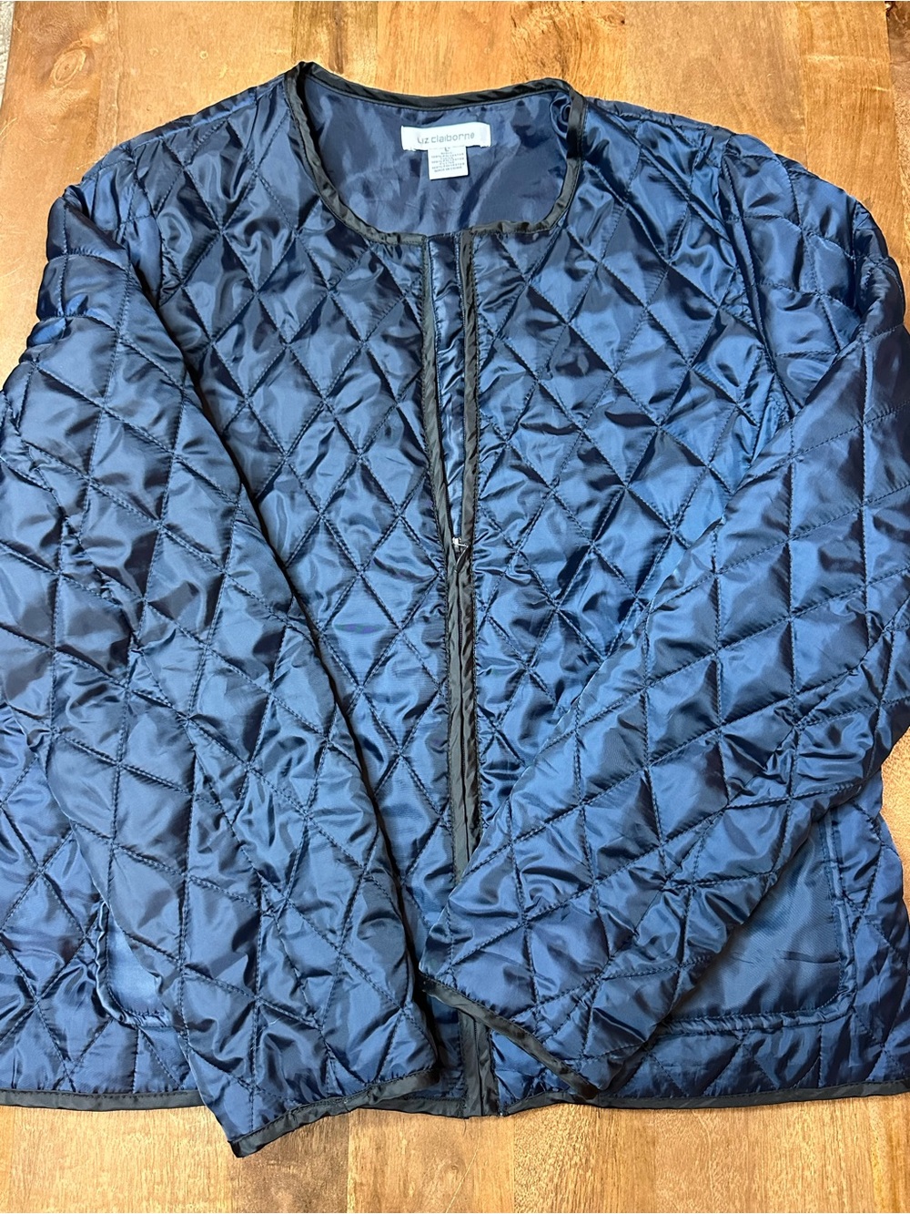 Liz Claiborne Dark Navy Quilted Shell Jacket